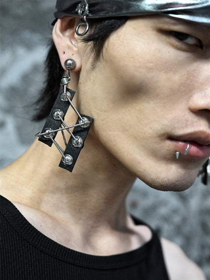 Heavy Pure Handmade Leather Punk Earrings【s0000018873】