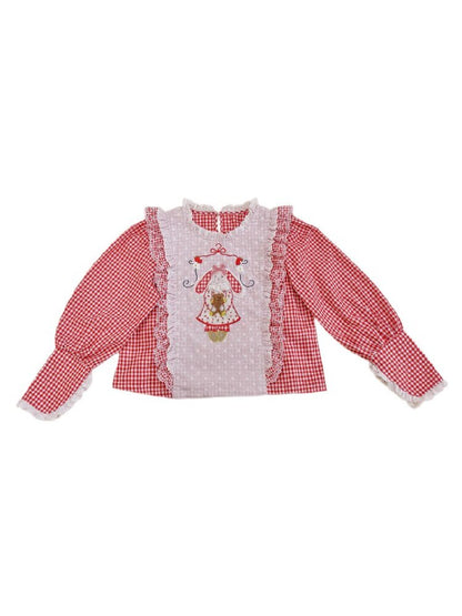 Pastoral Embroidered Plaid Sleeve【s0000019282】