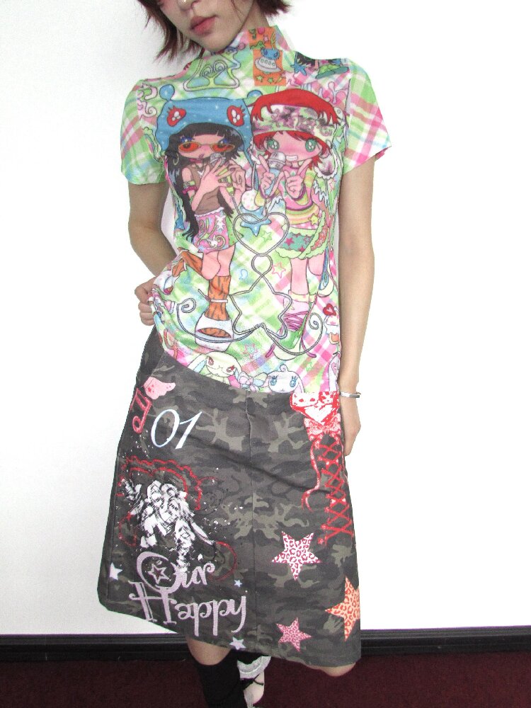 Graffiti Print Camouflage Skirt【s0000018659】