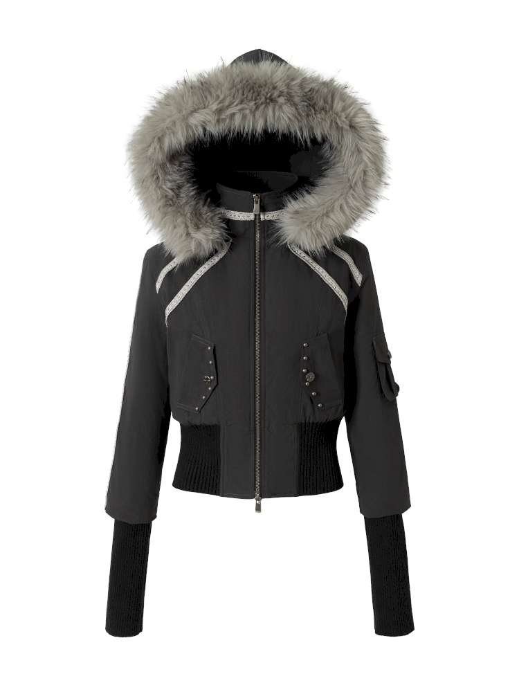 Street Punk Fur Hooded Padded Jacket【s0000014922】