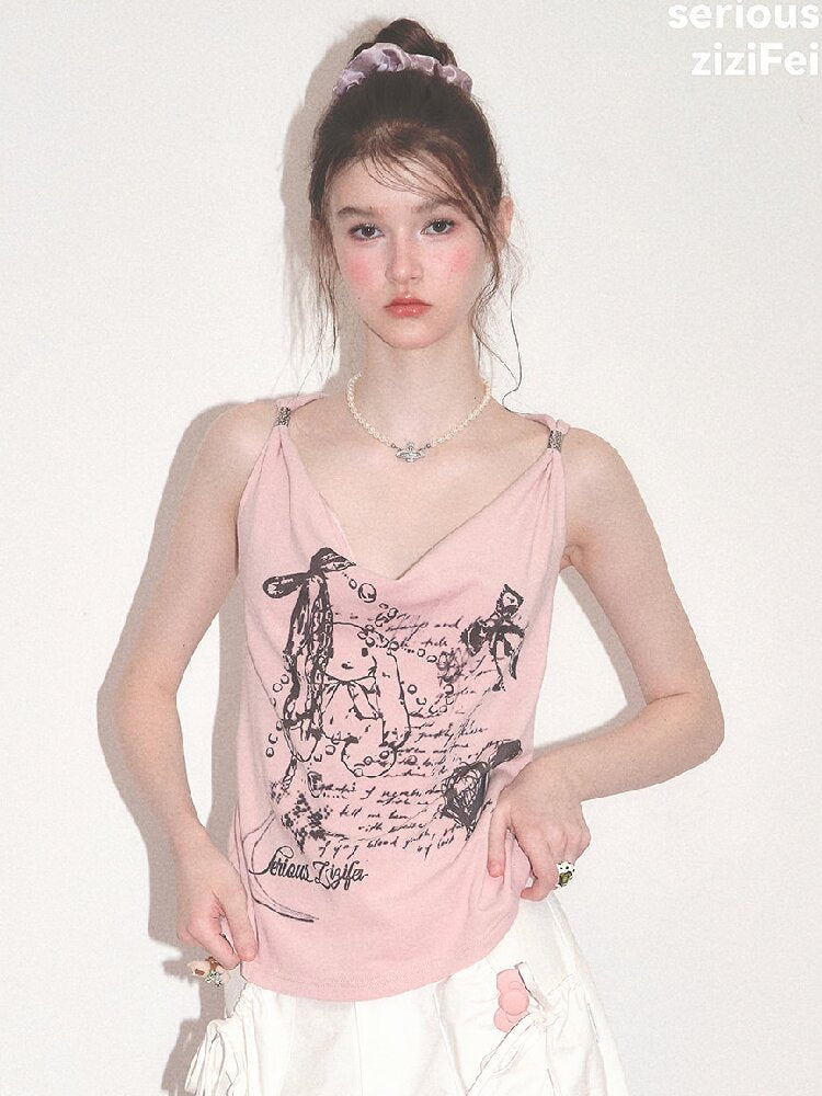 Retro Bunny Print Swing Camisole【s0000017677】