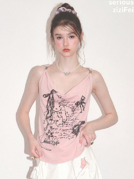 Retro Bunny Print Swing Camisole【s0000017677】