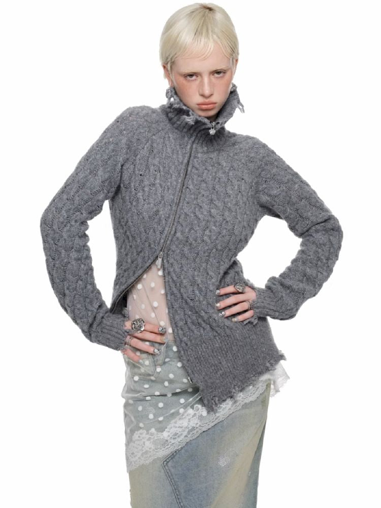 Slant Placket Knit Cardigan【s0000011576】