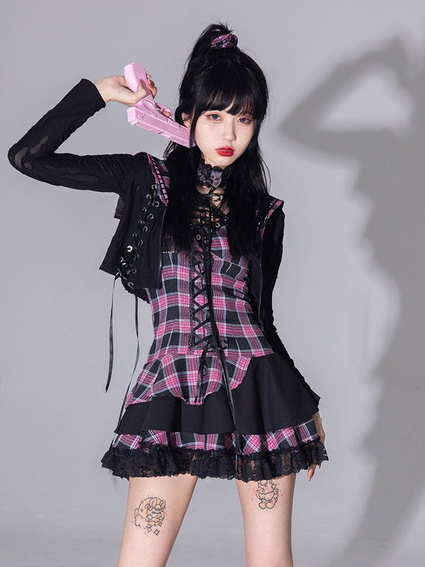 Splicing Punk Hole Navy Jacket【s0000016227】