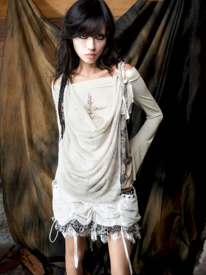 Slim-Fit Off-Shoulder Long-Sleeve T-Shirt【s0000013895】