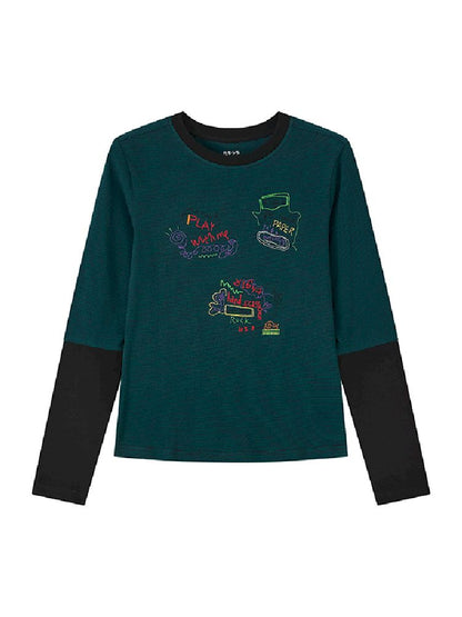 Stripe Splicing Printed T-Shirt【s0000011648】