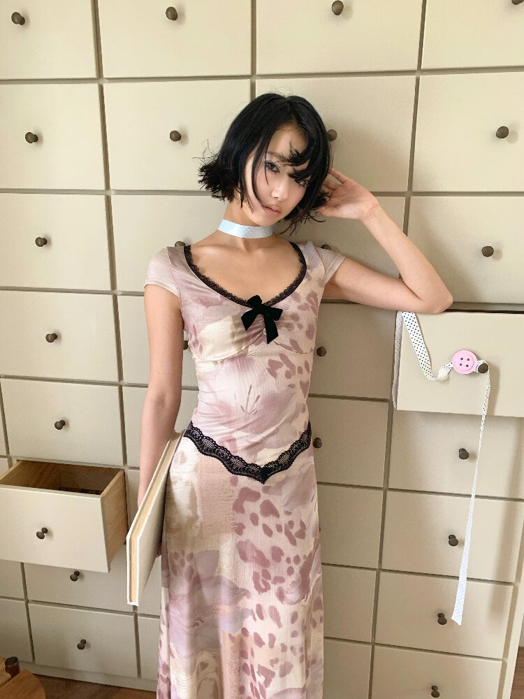 Vintage Pattern Lace Floral Dress【s0000018086】