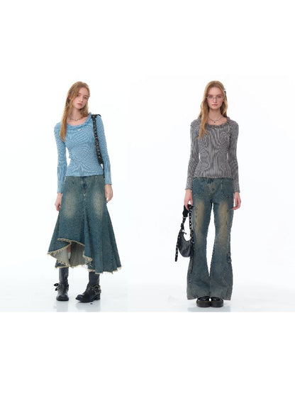 Round neck Tassel Trim Knit Bottom Shirt【s0000011502】
