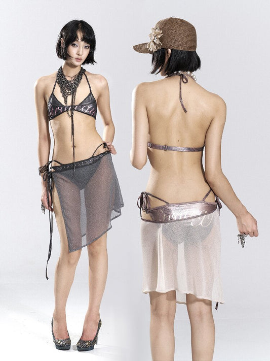 Foil Print Bikini Mesh Set【s0000018480】
