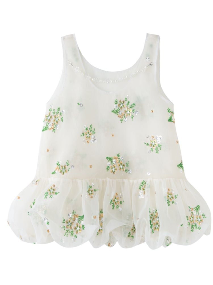 Retro embroidery mesh cloud undershirt【s0000013596】