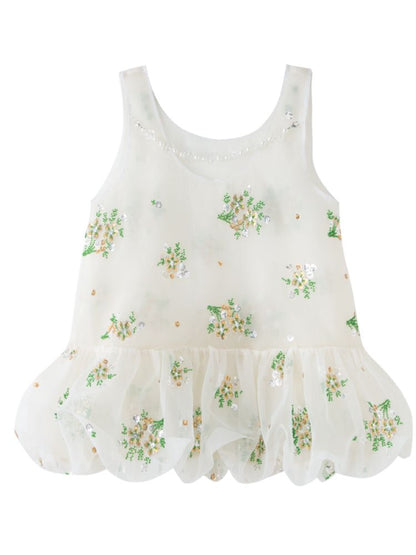 Retro embroidery mesh cloud undershirt【s0000013596】