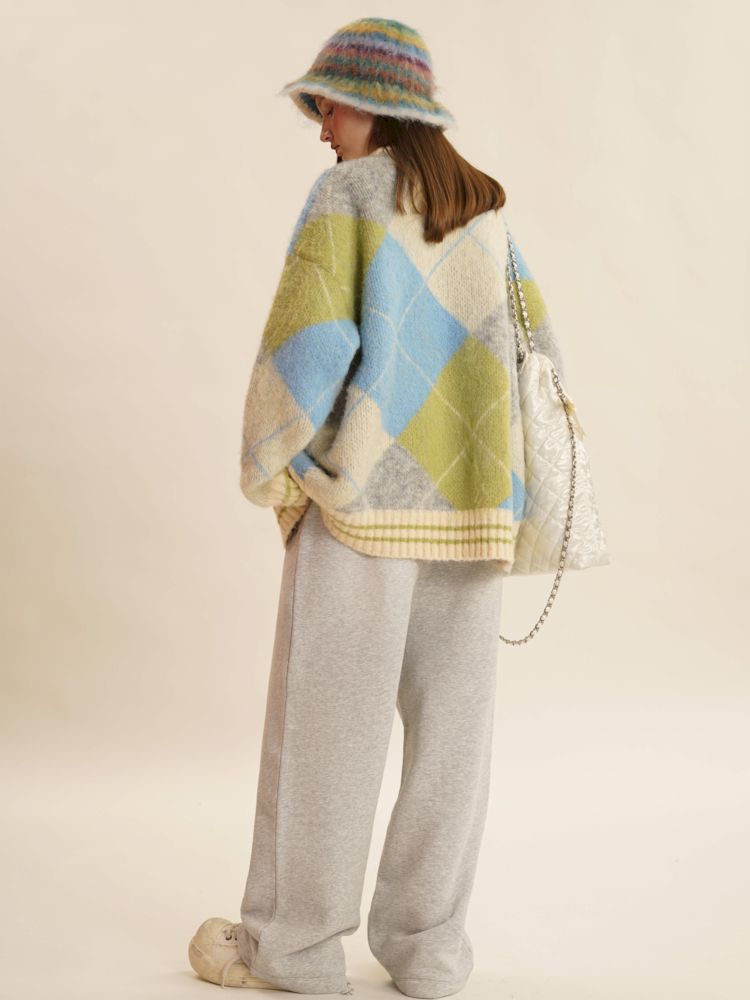 V-neck loose knit cardigan sweater【s0000006000】