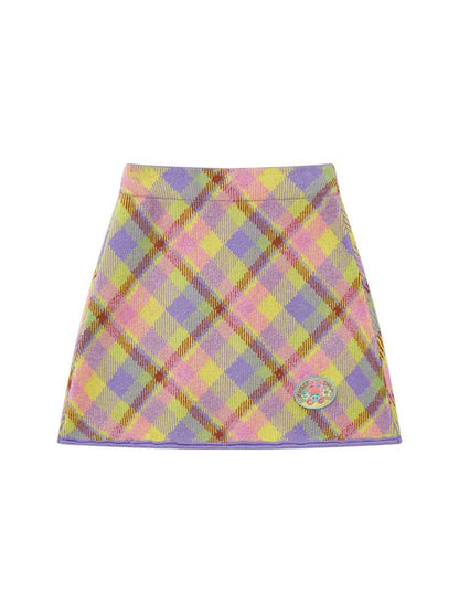 Two-Tone Check Knit Skirt【s0000014495】