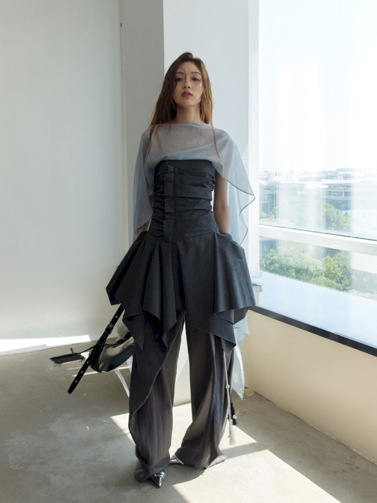 Pleated Irregular Hem Sheath Tank Top【s0000013220】