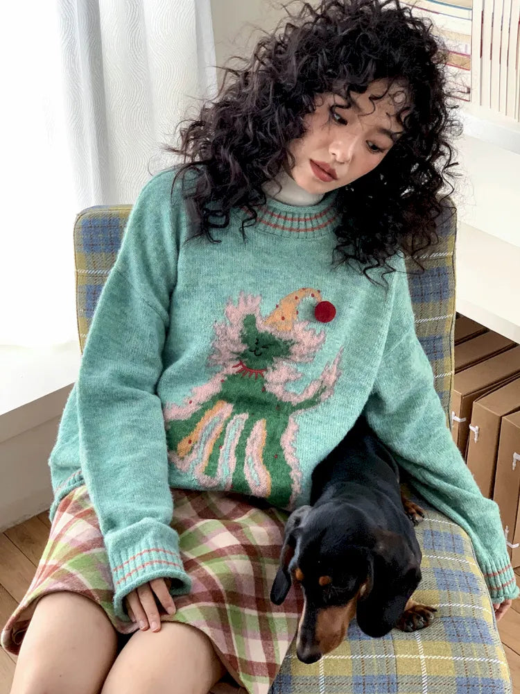 Slouchy Wool Mohair Knit Pullover Sweater【s0000013995】