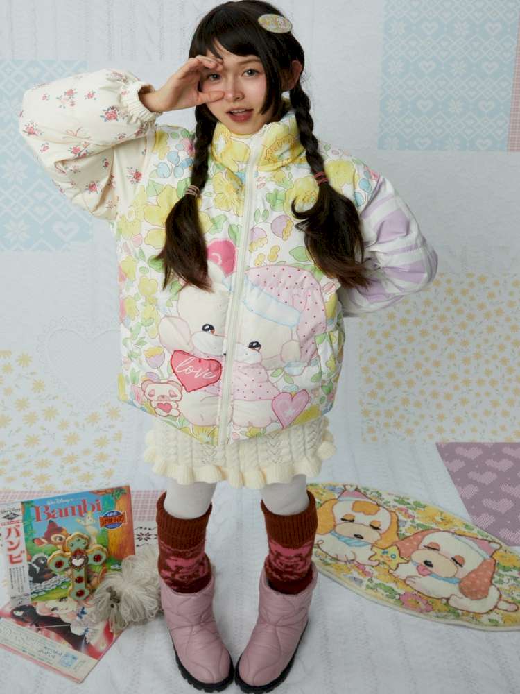 Puppy Floral Cashmere Floor Mat【s0000015042】