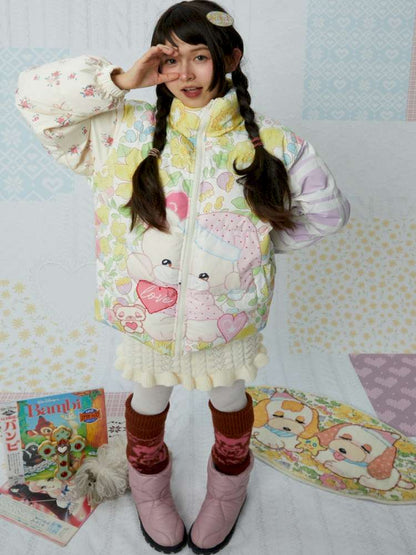 Puppy Floral Cashmere Floor Mat【s0000015042】