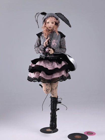 Velvet Striped Fluffy Note Skirt【s0000016226】