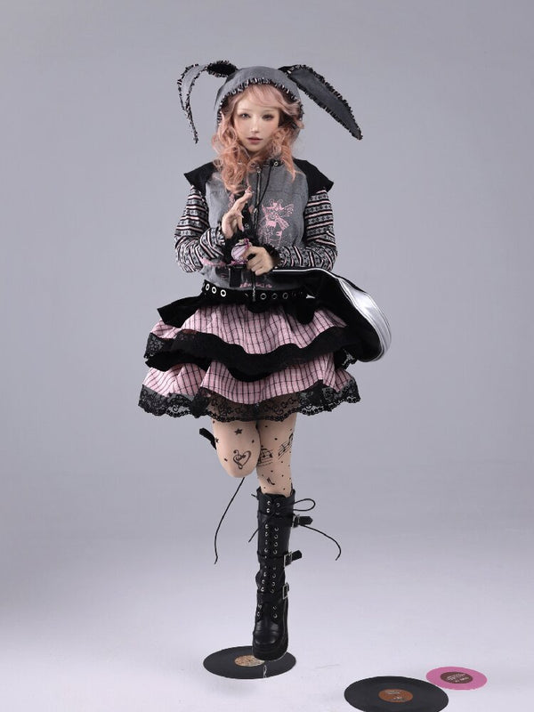 Velvet Striped Fluffy Note Skirt【s0000016226】
