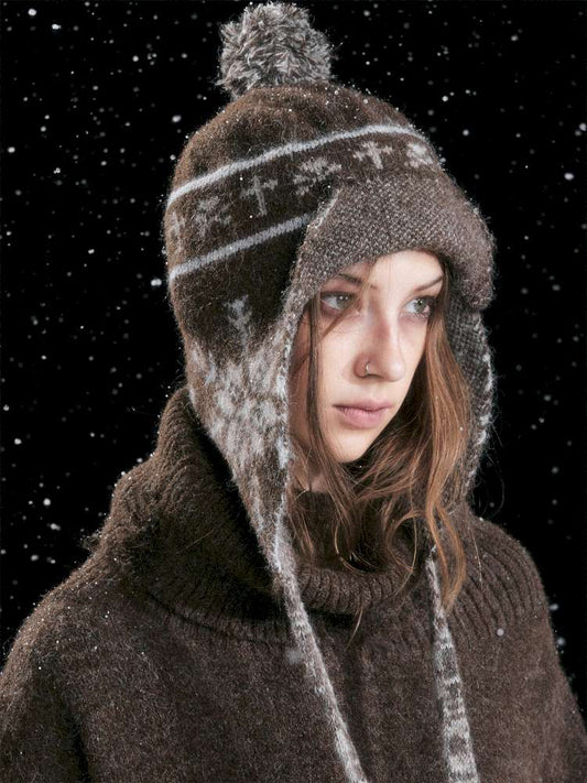 Striped Snowflake Ear Protection Beanie【s0000014672】