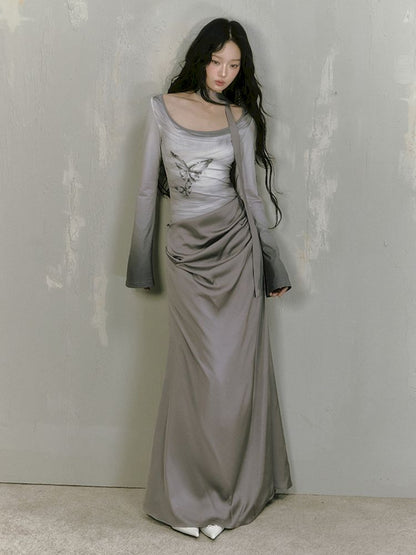 Gray Long Sleeve Dress [S0000010019]