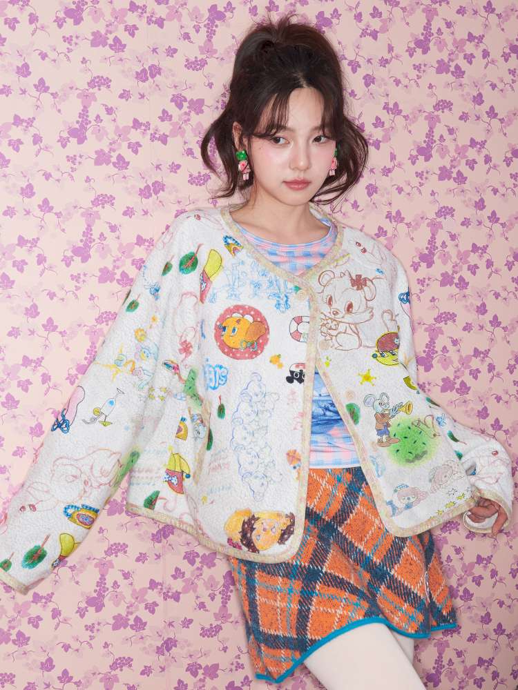 Graffiti Fleece Button Cardigan【s0000015369】