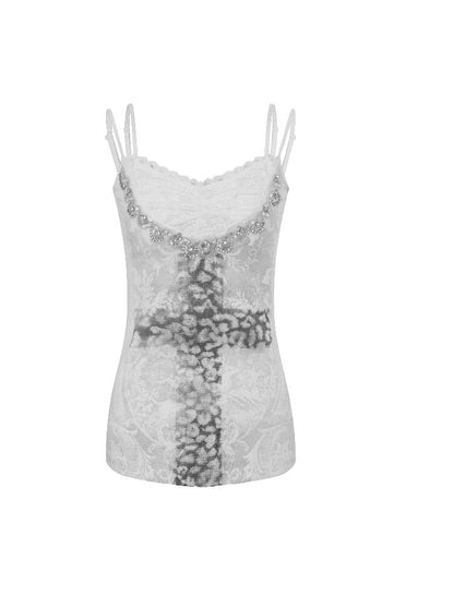 Rhinestone Cross Print Camisole【s0000012205】