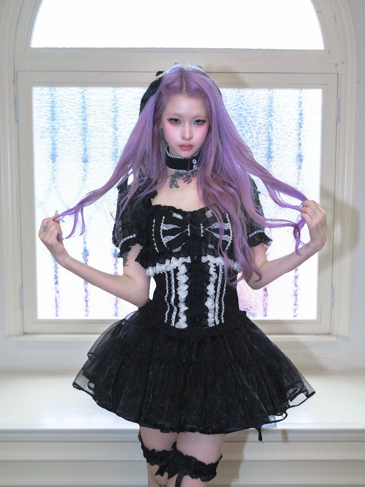 Heavy Craft Pearl Bow Cake Dress【s0000017522】