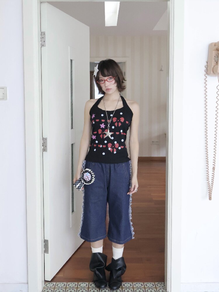Vintage Texture Halter Camisole Top【s0000018679】