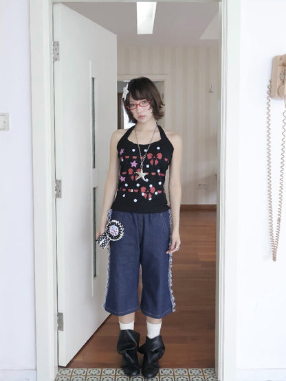 Vintage Texture Halter Camisole Top【s0000018679】