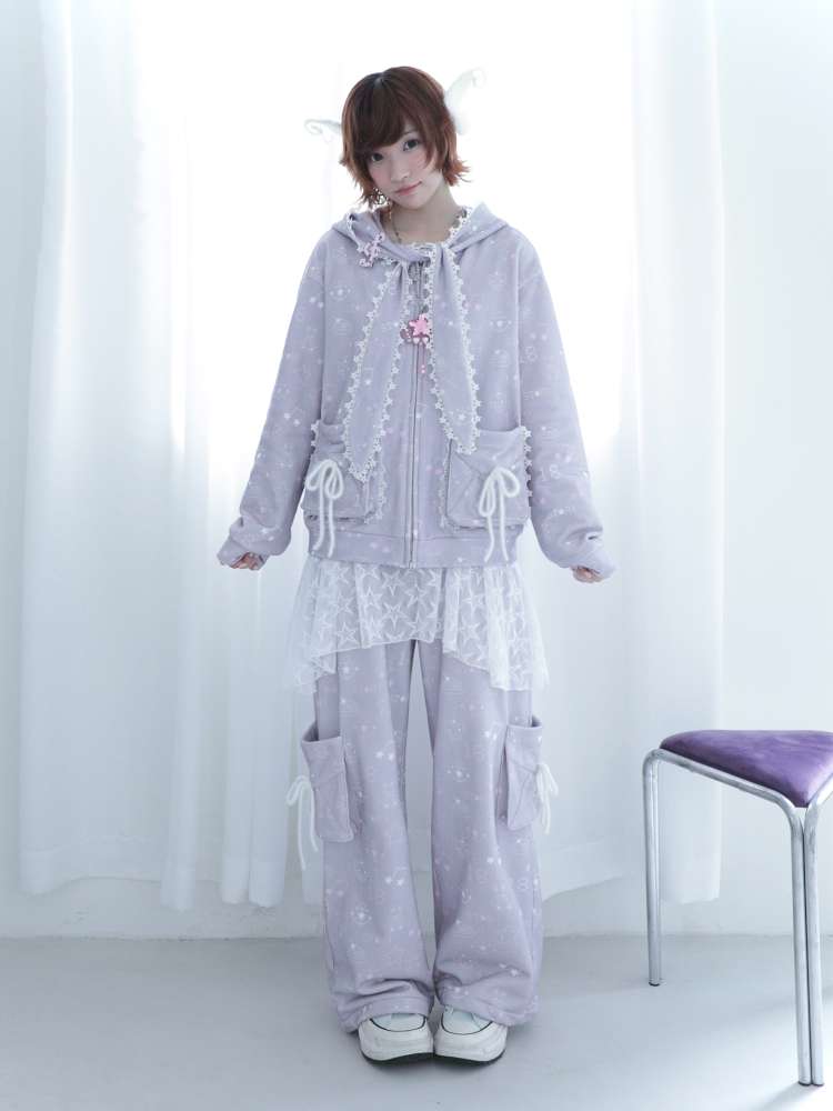 Ghost Horse Gray Rabbit Ear Hooded Sweatshirt【s0000014694】