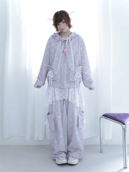 Ghost Horse Gray Rabbit Ear Hooded Sweatshirt【s0000014694】