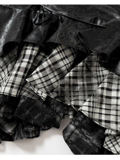 Heavy leather bustier skirt【s0000013467】