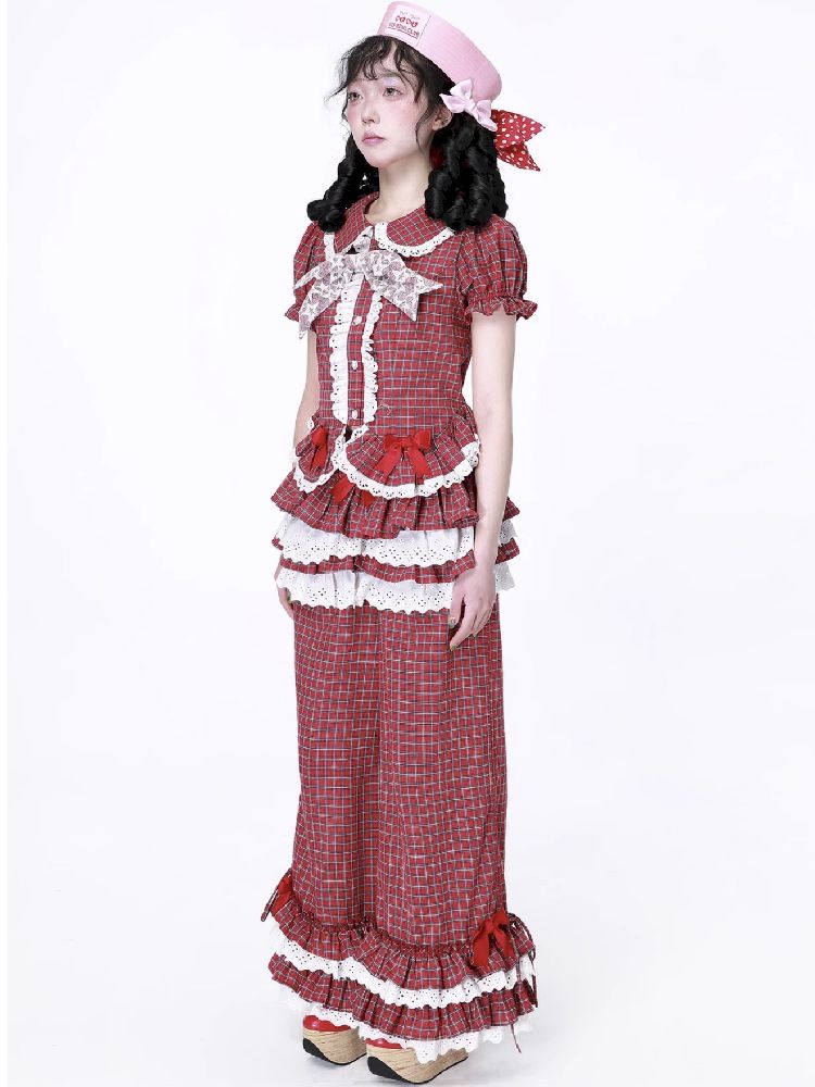 Plaid Short Sleeve Blouse【s0000012189】