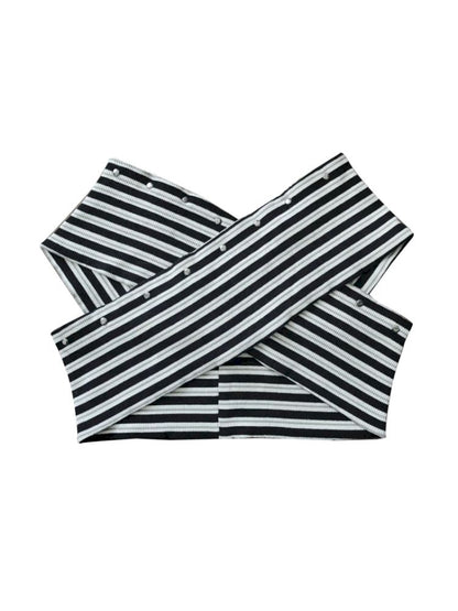 One-shoulder striped hot bustier top【s0000012839】