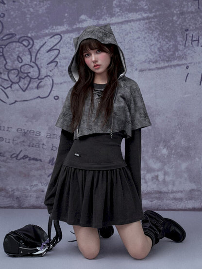 Gray Star Cat Ear Two-Piece Dress【s0000015441】