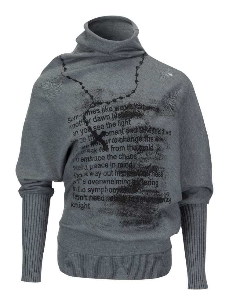 Graffiti Bat Sleeve Pleated Sweater【s0000014669】