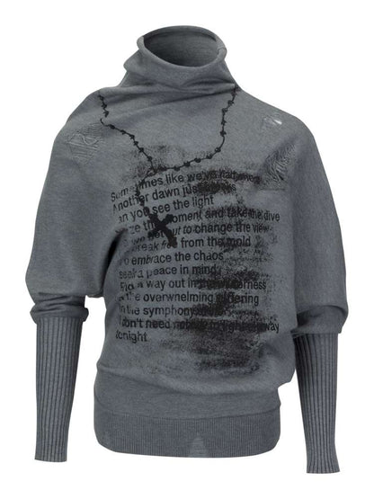 Graffiti Bat Sleeve Pleated Sweater【s0000014669】