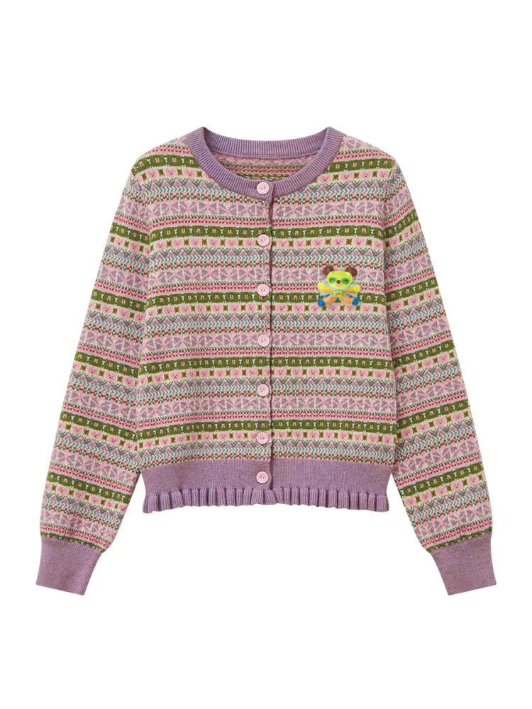 Geometric Knit Cardigan and Skirt Set【s0000014142】