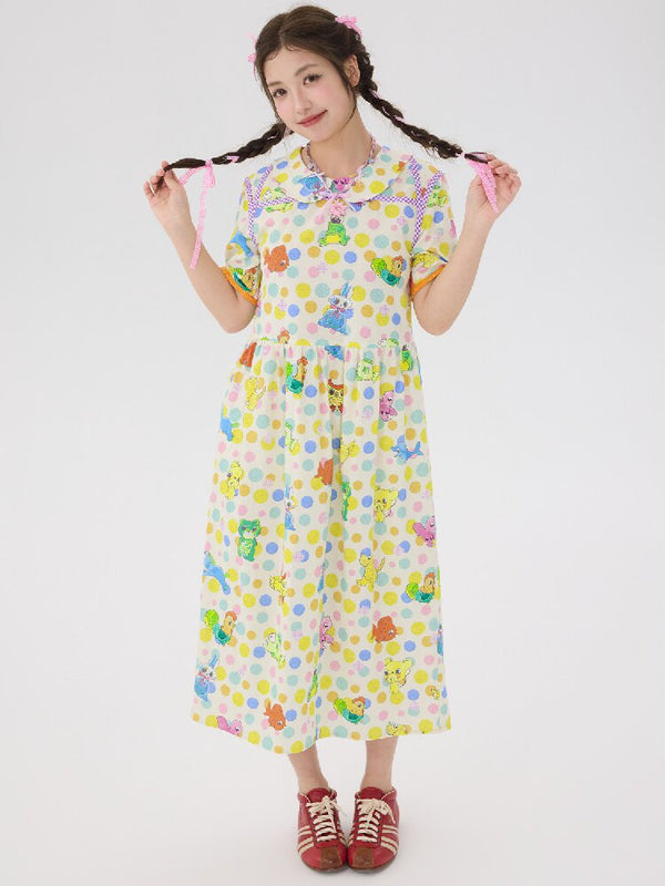 Polka Dot Animal Graffiti Dress【s0000016713】