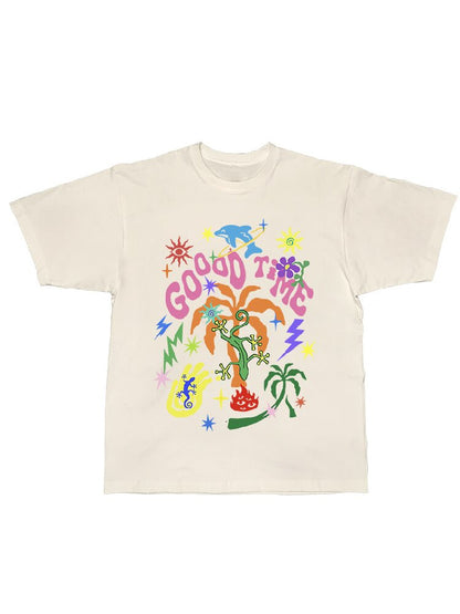 American Graffiti Print Loose T Shirt【s0000017112】