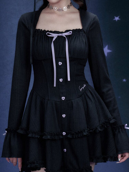 Black Purple Slim Cake Dress【s0000015473】