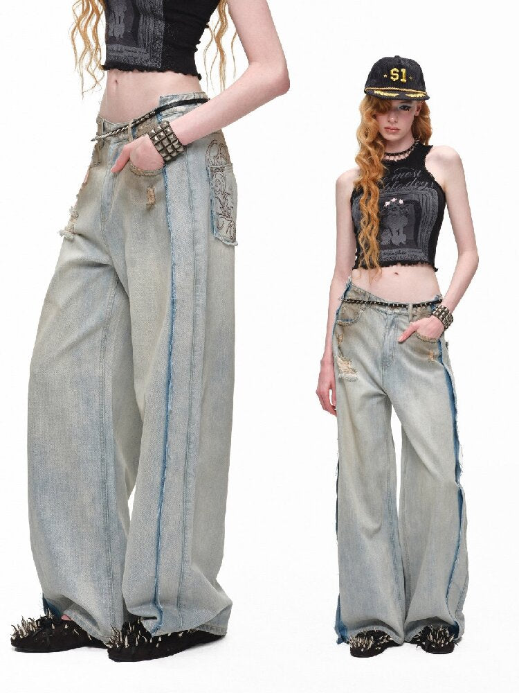 Distressed Embroidery Mud Jeans【s0000016922】