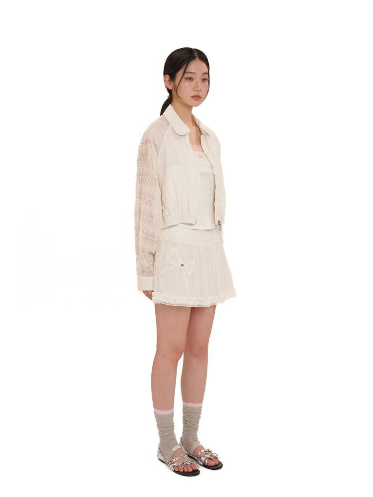 Semi-sheer plaid lightweight jacket【s0000013452】