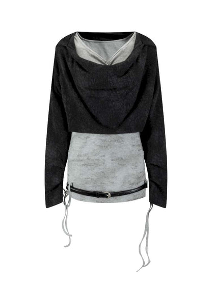 Striped Distressed Hooded Top【s0000014674】