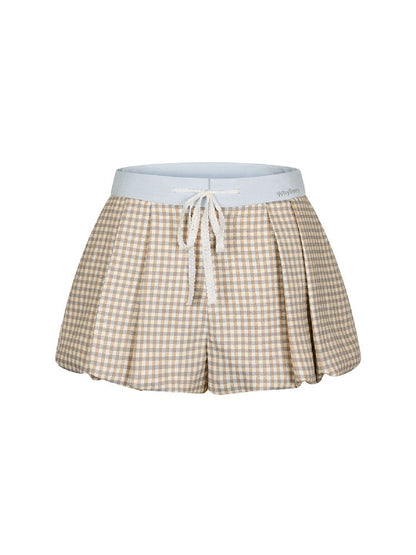 A-Line Shorts Peplum Plaid Pants【s0000011968】
