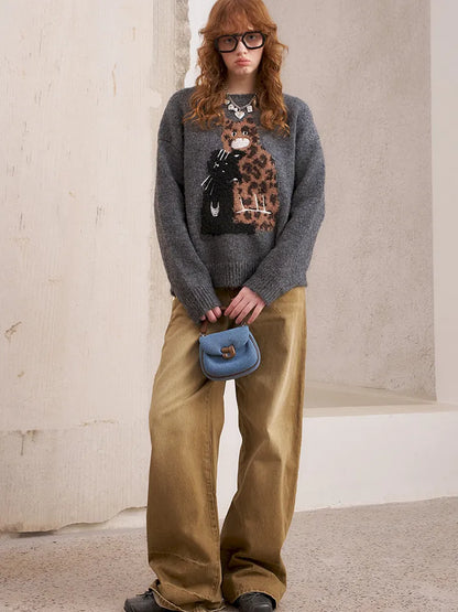 Embroidered Crewneck Pullover Sweater【s0000014082】
