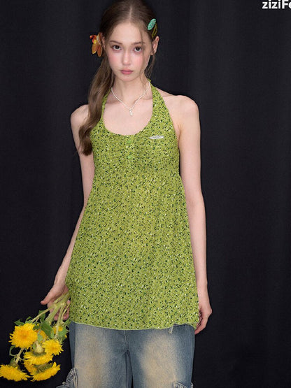 Floral Halterneck Lace Up Camisole【s0000016846】