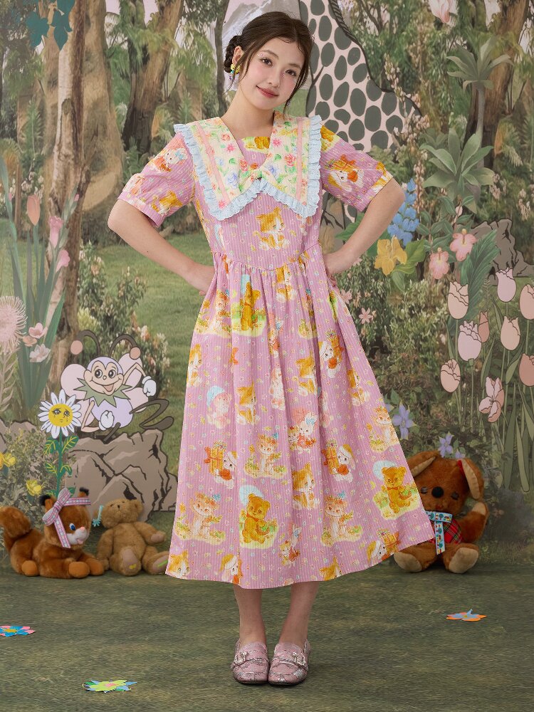 Floral Print Square Neck Cotton Dress【s0000017116】