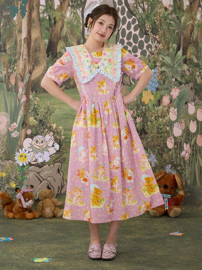 Floral Print Square Neck Cotton Dress【s0000017116】